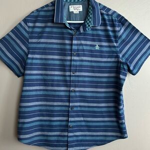 Penguin by Munsingwear Men’s Slim Fit  Button Up Striped Shirt. Size XL.